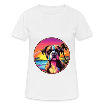 Bull Boxer Hund Rasse Bunte Karikatur Aquarell - Frauen T-Shirt atmungsaktiv - Weiß - Vorne - AI Model Female 172 dark (172cm)