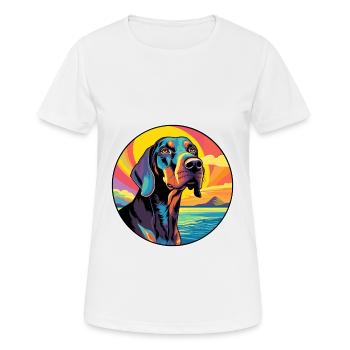 Noir Et Tan Coonhound Race De Chien Coloré Dessin Animé - T-shirt respirant Femme - blanc - Devant - AI Model Female 172 dark (172cm)