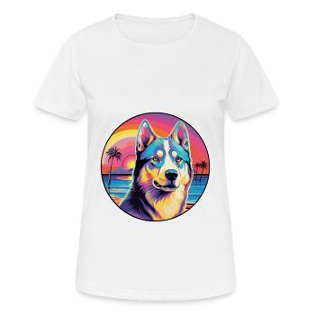 Labrador canadien Husky chien race coloré dessin animé - T-shirt respirant Femme - blanc - Devant - AI Model Female 172 dark (172cm)