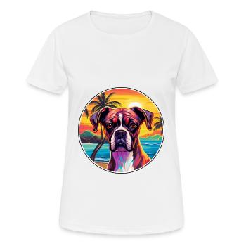Boxer Hund Rasse Bunte Karikatur Aquarell - Frauen T-Shirt atmungsaktiv - Weiß - Vorne - AI Model Female 172 dark (172cm)