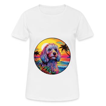 Cockapoo Dog Breed Colorful Cartoon Watercolor - Women's Breathable T-Shirt - white - Front - AI Model Female 172 dark (172cm)