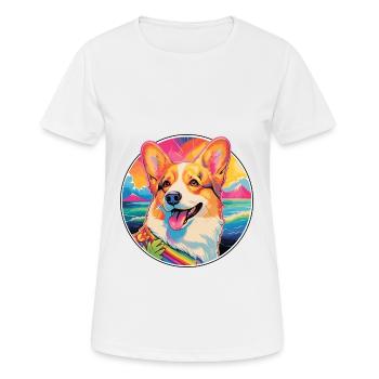 Corgi Dog Breed Colorful Cartoon Watercolor - Women's Breathable T-Shirt - white - Front - AI Model Female 172 dark (172cm)