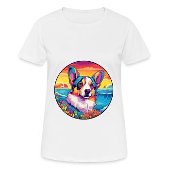 Cardigan Welsh Corgi Dog Breed Colorful Cartoon Wa - Women's Breathable T-Shirt - white - Front - AI Model Female 172 dark (172cm)