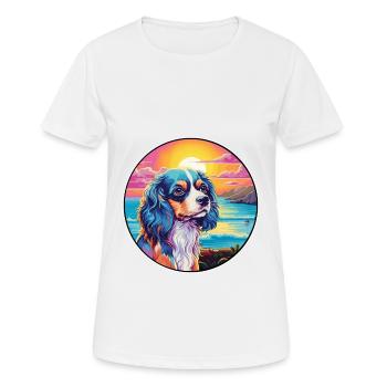 Cavalier Dog Breed Colorful Cartoon Watercolor - Women's Breathable T-Shirt - white - Front - AI Model Female 172 dark (172cm)