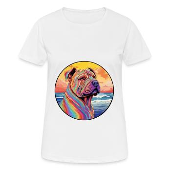 Chinois Shar Pei Chien Race Coloré Dessin Animé Waterc - T-shirt respirant Femme - blanc - Devant - AI Model Female 172 dark (172cm)