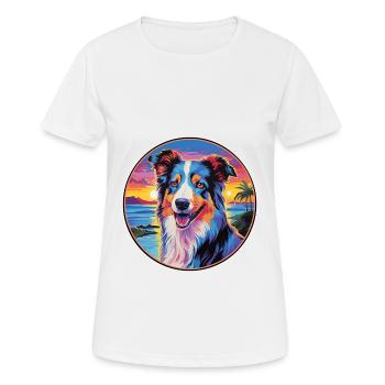 Collie chien race coloré dessin animé aquarelle - T-shirt respirant Femme - blanc - Devant - AI Model Female 172 dark (172cm)