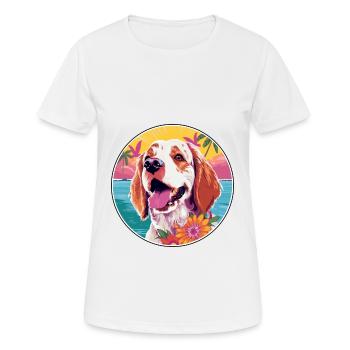 Clumber Spaniel Dog Breed Colorful Cartoon Waterco - Women's Breathable T-Shirt - white - Front - AI Model Female 172 dark (172cm)