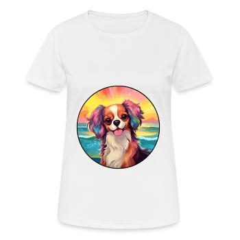 Continental Toy Spaniel Chien Race Coloré Dessin Animé - T-shirt respirant Femme - blanc - Devant - AI Model Female 172 dark (172cm)