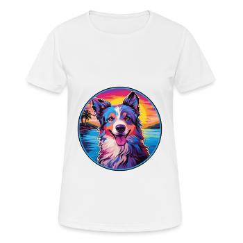 Chien de berger croate race de chien coloré dessin animé eau - T-shirt respirant Femme - blanc - Devant - AI Model Female 172 dark (172cm)