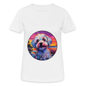 Dandie Dinmont Terrier Dog Breed Colorful Cartoon - Women's Breathable T-Shirt - white - Front - AI Model Female 172 dark (172cm)