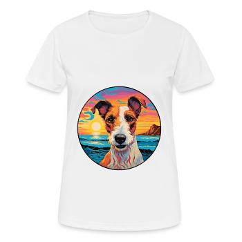 Chilenischer Foxterrier Hunderasse Bunte Karikatur Wat - Frauen T-Shirt atmungsaktiv - Weiß - Vorne - AI Model Female 172 dark (172cm)