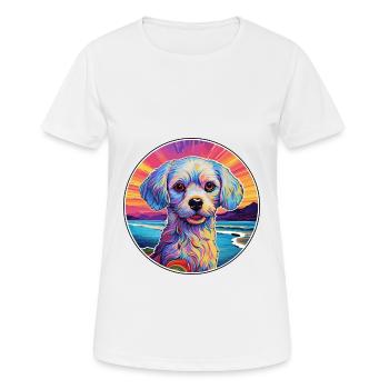 Chinese Imperial Dog Breed Colorful Cartoon Waterc - Women's Breathable T-Shirt - white - Front - AI Model Female 172 dark (172cm)