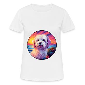 Coton De Tulear Dog Breed Colorful Cartoon Waterco - T-shirt respirant Femme - blanc - Devant - AI Model Female 172 dark (172cm)