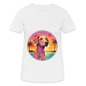 Cretan Hound Dog Breed Colorful Cartoon Watercolor - Women's Breathable T-Shirt - white - Front - AI Model Female 172 dark (172cm)