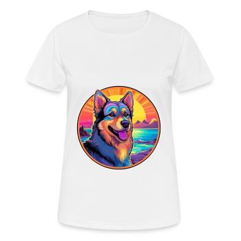 Race de chien de berger croate Eau de dessin animé coloré - T-shirt respirant Femme - blanc - Devant - AI Model Female 172 dark (172cm)