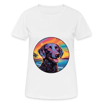Curly Coated Retriever Dog Breed Colorful Cartoon - Women's Breathable T-Shirt - white - Front - AI Model Female 172 dark (172cm)
