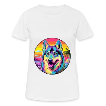 Czechoslovakian Wolfdog Dog Breed Colorful Cartoon - Women's Breathable T-Shirt - white - Front - AI Model Female 172 dark (172cm)