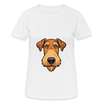 Airedale Terrier chien race Cartoon Kawaii Illustra - T-shirt respirant Femme - blanc - Devant - AI Model Female 172 dark (172cm)