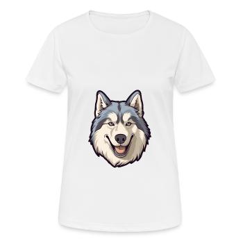Alaskan Malamute Hunderasse Karikatur Kawaii Illustra - Frauen T-Shirt atmungsaktiv - Weiß - Vorne - AI Model Female 172 dark (172cm)