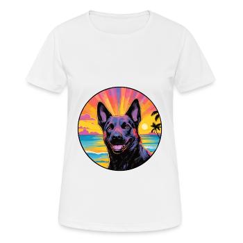 Dutch Shepherd Dog Breed Colorful Cartoon Watercol - Women's Breathable T-Shirt - white - Front - AI Model Female 172 dark (172cm)