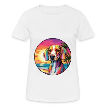 Estnische Jagdhunderasse Bunte Karikatur Watercol - Frauen T-Shirt atmungsaktiv - Weiß - Vorne - AI Model Female 172 dark (172cm)