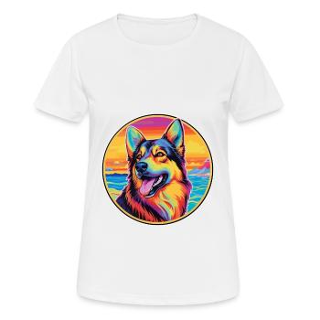Race de chien de berger d’Europe de l’Est Dessin animé coloré - T-shirt respirant Femme - blanc - Devant - AI Model Female 172 dark (172cm)