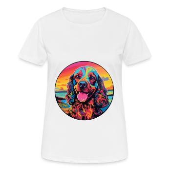 Cocker anglais épagneul chien race dessin animé coloré - T-shirt respirant Femme - blanc - Devant - AI Model Female 172 dark (172cm)