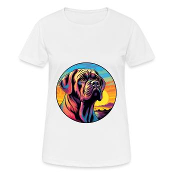 Englische Dogge Hunderasse Bunte Karikatur Waterco - Frauen T-Shirt atmungsaktiv - Weiß - Vorne - AI Model Female 172 dark (172cm)