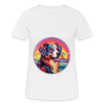 English Shepherd Dog Breed Colorful Cartoon Waterc - Women's Breathable T-Shirt - white - Front - AI Model Female 172 dark (172cm)