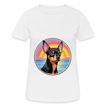 Englischer Spielzeugterrier Hunderasse Bunte Karikatur Wat - Frauen T-Shirt atmungsaktiv - Weiß - Vorne - AI Model Female 172 dark (172cm)
