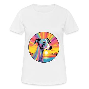 Anglais Whippet Chien Race Coloré Cartoon Waterco - T-shirt respirant Femme - blanc - Devant - AI Model Female 172 dark (172cm)