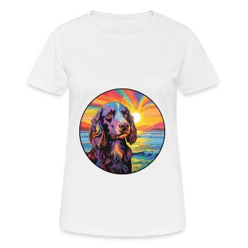 Feld Spaniel Hund Rasse Bunte Karikatur Watercolo - Frauen T-Shirt atmungsaktiv - Weiß - Vorne - AI Model Female 172 dark (172cm)