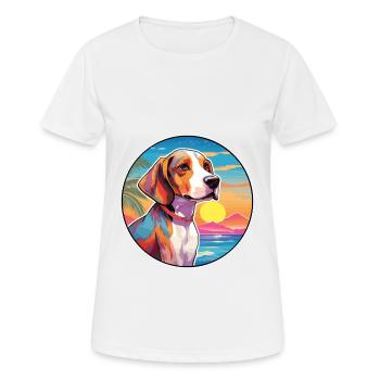 Englischer Foxhound Hunderasse Bunte Karikatur Wasserc - Frauen T-Shirt atmungsaktiv - Weiß - Vorne - AI Model Female 172 dark (172cm)