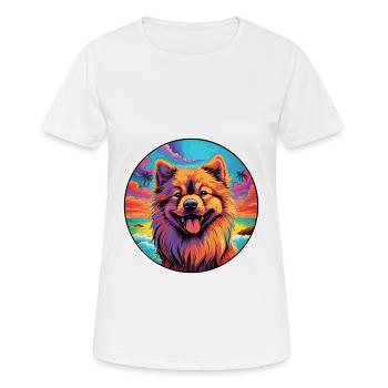 Eurasier Dog Breed Colorful Cartoon Watercolor - Women's Breathable T-Shirt - white - Front - AI Model Female 172 dark (172cm)