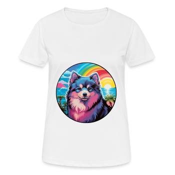 Finnish Lapphund Dog Breed Colorful Cartoon Waterc - Women's Breathable T-Shirt - white - Front - AI Model Female 172 dark (172cm)
