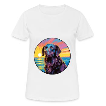 Flat Coated Retriever Dog Breed Colorful Cartoon W - Women's Breathable T-Shirt - white - Front - AI Model Female 172 dark (172cm)