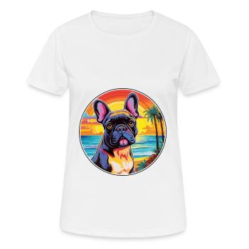 French Bulldog Dog Breed Colorful Cartoon Watercol - Women's Breathable T-Shirt - white - Front - AI Model Female 172 dark (172cm)