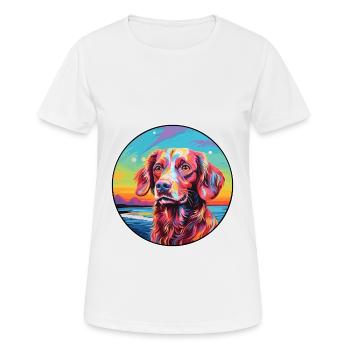 Français Bretagne chien race coloré dessin animé Waterco - T-shirt respirant Femme - blanc - Devant - AI Model Female 172 dark (172cm)