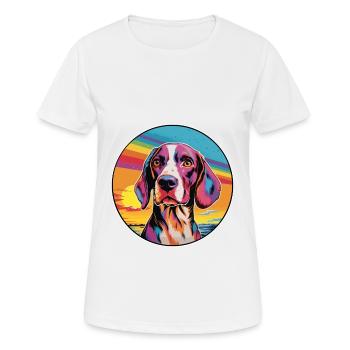Français Tricolore Hound chien race coloré dessin animé W - T-shirt respirant Femme - blanc - Devant - AI Model Female 172 dark (172cm)