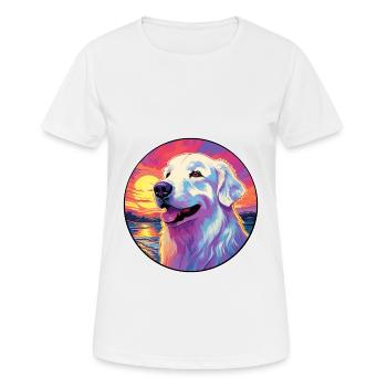 Great Pyrenees Dog Breed Colorful Cartoon Watercol - Women's Breathable T-Shirt - white - Front - AI Model Female 172 dark (172cm)