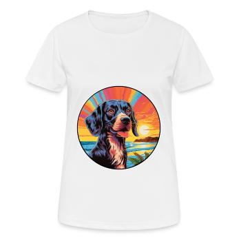 Frisian Pointing Dog Breed Colorful Cartoon Waterc - Women's Breathable T-Shirt - white - Front - AI Model Female 172 dark (172cm)