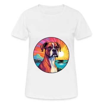 Deutsche Boxerhunderasse buntes Karikatur-Aquarell - Frauen T-Shirt atmungsaktiv - Weiß - Vorne - AI Model Female 172 dark (172cm)