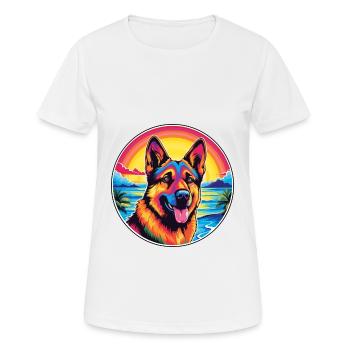 German Shepherd Dog Breed Colorful Cartoon Waterco - Women's Breathable T-Shirt - white - Front - AI Model Female 172 dark (172cm)