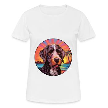 German Wirehaired Pointer Dog Breed Colorful Carto - Women's Breathable T-Shirt - white - Front - AI Model Female 172 dark (172cm)