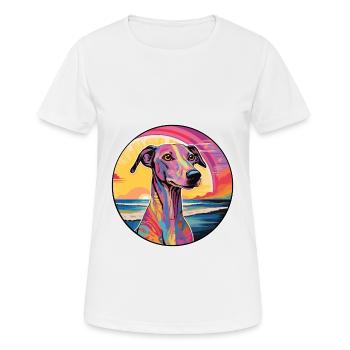 Galgo Español Hunderasse Bunte Karikatur Watercolo - Frauen T-Shirt atmungsaktiv - Weiß - Vorne - AI Model Female 172 dark (172cm)