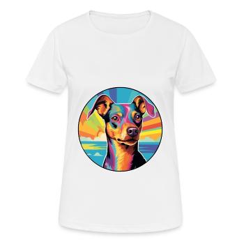 German Pinscher Dog Breed Colorful Cartoon Waterco - Women's Breathable T-Shirt - white - Front - AI Model Female 172 dark (172cm)