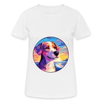 Hokkaido Hunderasse Buntes Karikatur-Aquarell - Frauen T-Shirt atmungsaktiv - Weiß - Vorne - AI Model Female 172 dark (172cm)