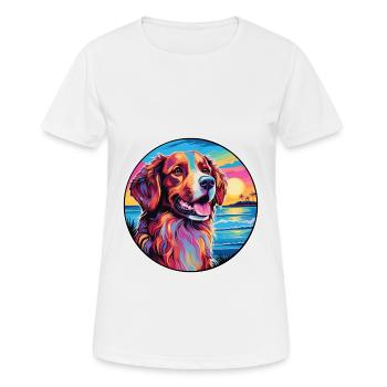 Hovawart chien race coloré dessin animé aquarelle - T-shirt respirant Femme - blanc - Devant - AI Model Female 172 dark (172cm)