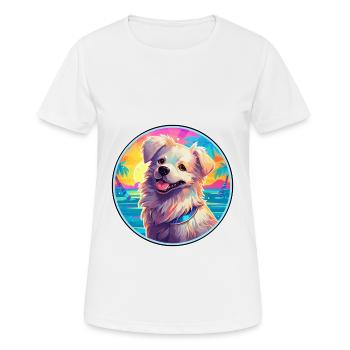 Hygenhund chien race coloré dessin animé aquarelle - T-shirt respirant Femme - blanc - Devant - AI Model Female 172 dark (172cm)