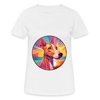 Ibizan Hound Dog Breed Colorful Cartoon Watercolor - Women's Breathable T-Shirt - white - Front - AI Model Female 172 dark (172cm)